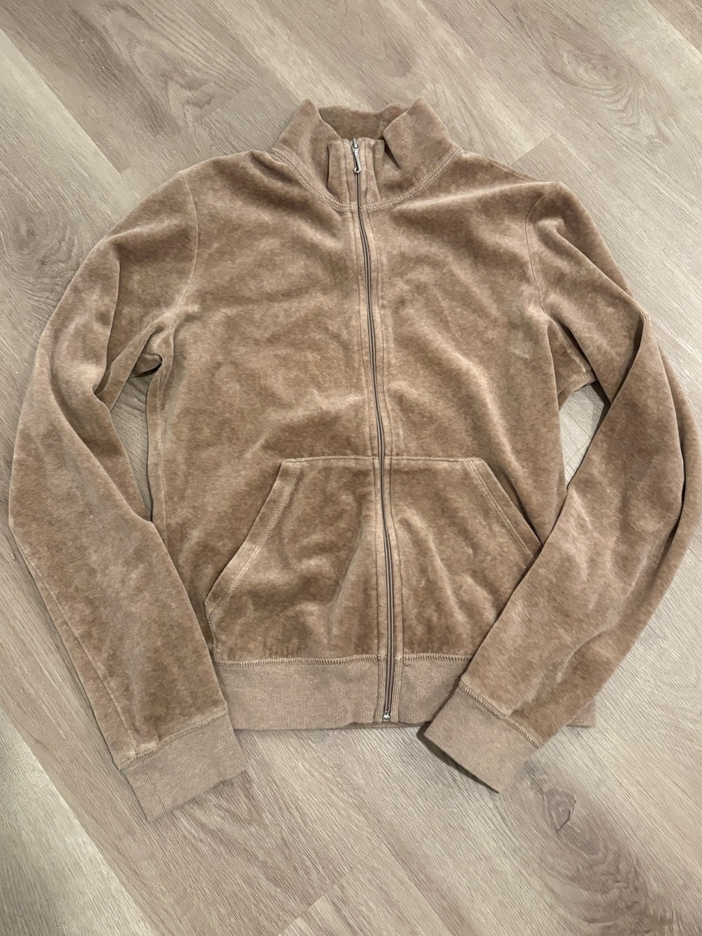 Juicy Couture Tan Velour Zip-Up Jacket